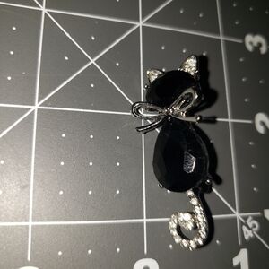 Elegant Black Cat Brooch